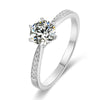 Women's Sterling Silver Geometric Moissanite Ring With Sixclaw Microinlay
