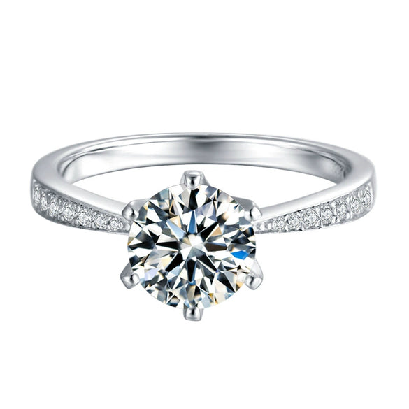 Women's Sterling Silver Geometric Moissanite Ring With Sixclaw Microinlay