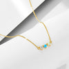 Women's Sterling Silver Geometric Opal Necklace With Diamond Design And Cross Chain