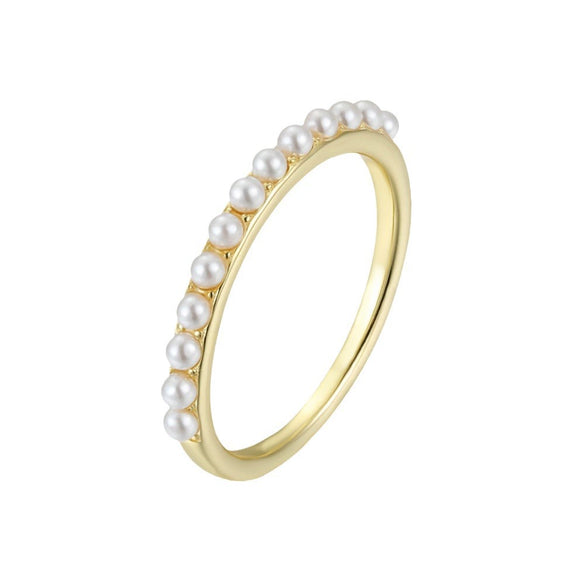 Women's 925 Sterling Silver Geometric Pearl Ring