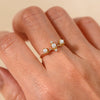 Women's Sterling Silver Geometric Pearl Set Crown Ring Hand Jewelry
