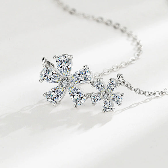 Women's 925 Sterling Silver Geometric Pendant Necklace Simple Elegant Clavicle Chain Minimalist Silver Necklace