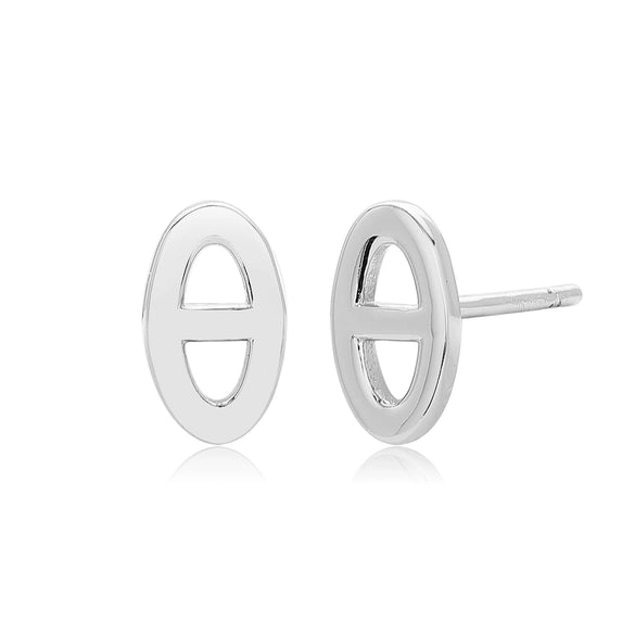 Women's 925 Sterling Silver Geometric Pig Nose Hollow Earrings With Electroplating