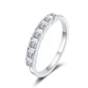 Women's 925 Sterling Silver Geometric Princess Cut Moissanite Row Ring With Electroplated Finish