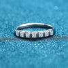 Women's 925 Sterling Silver Geometric Princess Cut Moissanite Row Ring With Electroplated Finish