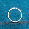 Women's 925 Sterling Silver Geometric Princess Cut Moissanite Row Ring With Electroplated Finish