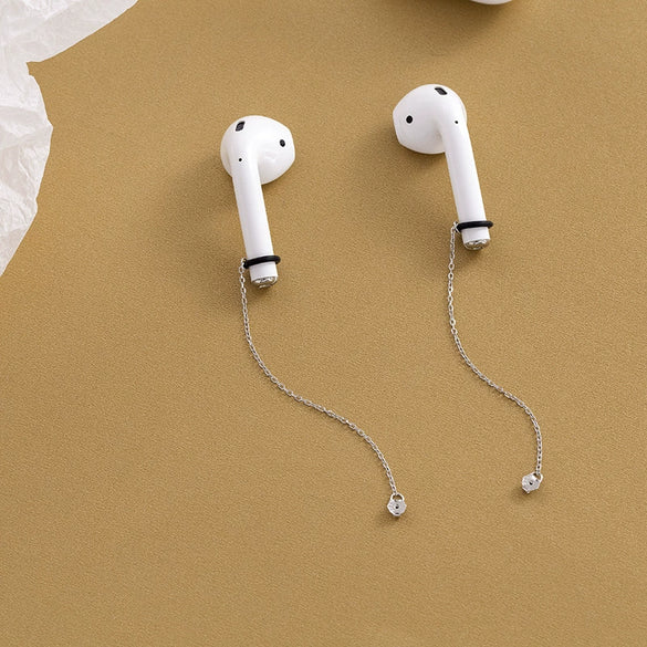 Women's Sterling Silver Geometric Removable Chain Earrings For Earbud Antiloss Accessories