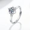 Women's Sterling Silver Geometric Ring Bracelet With Four Claw Single Stone Setting Sweet Romantic Electroplated Jewelry