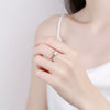 Women's Sterling Silver Geometric Ring Bracelet With Four Claw Single Stone Setting Sweet Romantic Electroplated Jewelry