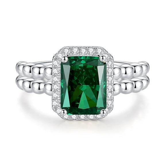 Women's 925 Sterling Silver Geometric Ring Set With Diamonds
