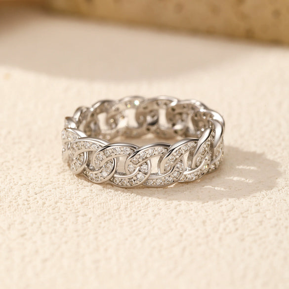 Women's 925 Sterling Silver Geometric Ring Set With Diamonds