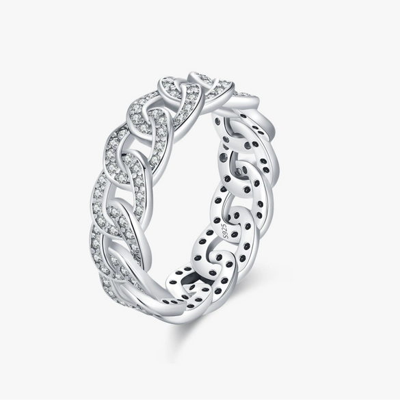 Women's 925 Sterling Silver Geometric Ring Set With Diamonds