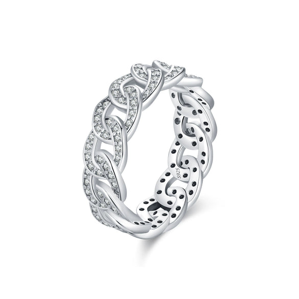 Women's 925 Sterling Silver Geometric Ring Set With Diamonds