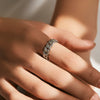 Women's 925 Sterling Silver Geometric Ring Set With Diamonds