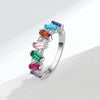 Women's Sterling Silver Geometric Ring With Colored Zircon Inlay Electroplated Fashion Jewelry