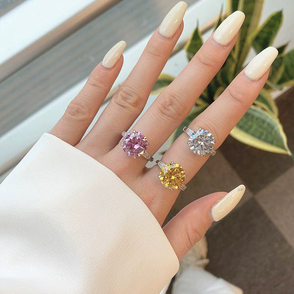 Women's 925 Sterling Silver Geometric Ring With Electroplating And Eight Heart Eight Arrows Color Zircon