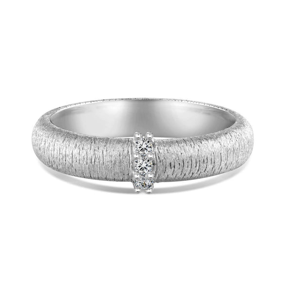 Women's 925 Sterling Silver Geometric Ring With Wiredrawing And Electroplating Craft And Microinlaid Zircon