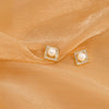 Women's Sterling Silver Geometric Square Pearl Earrings With Electroplated Finish Simple Natural Fashion Jewelry
