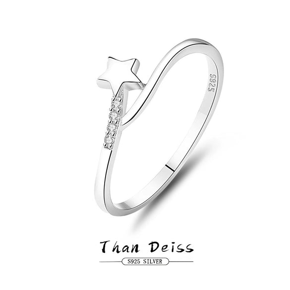Women's 925 Sterling Silver Geometric Star Ring Electroplated Style