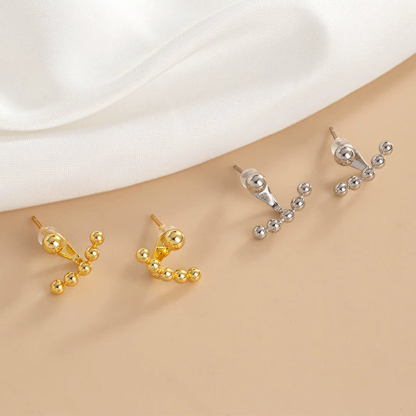 Women's 925 Sterling Silver Geometric Stud Earrings With Electroplated Finish Light Luxury Niche Design Fashion Jewelry