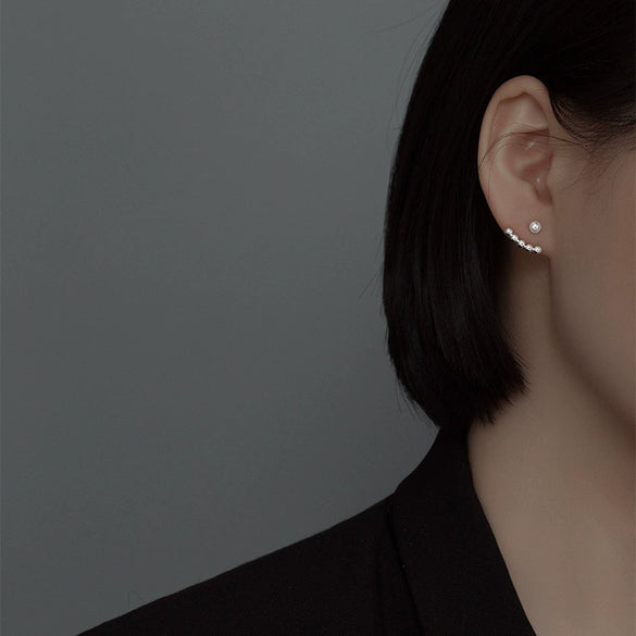 Women's 925 Sterling Silver Geometric Stud Earrings With Electroplated Finish Light Luxury Niche Design Fashion Jewelry