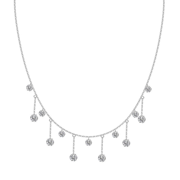 Women's 925 Sterling Silver Geometric Tassel Pendant Necklace With Electroplating And Cross Chain Style