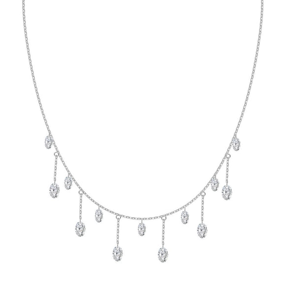 Women's 925 Sterling Silver Geometric Tassel Pendant Necklace With Electroplating And Cross Chain Style