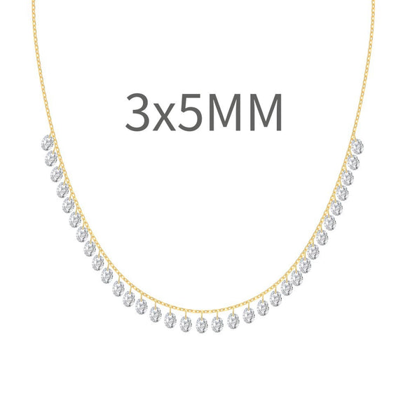 Women's 925 Sterling Silver Geometric Tassel Pendant Necklace With Electroplating And Cross Chain Style