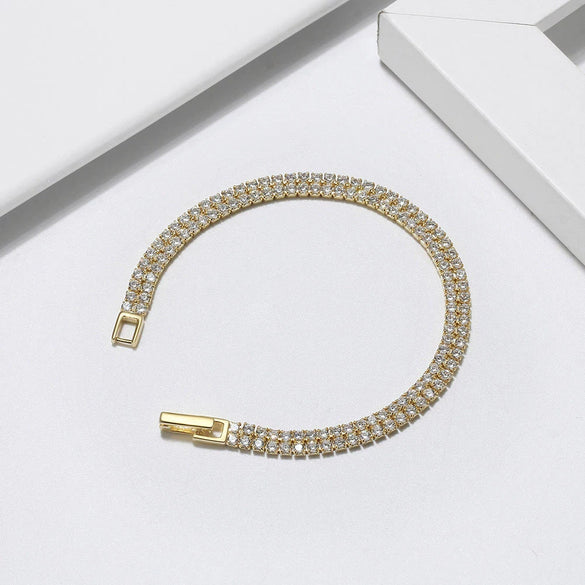 Women's 925 Sterling Silver Geometric Tennis Bracelet With Zircon Electroplated Jewelry