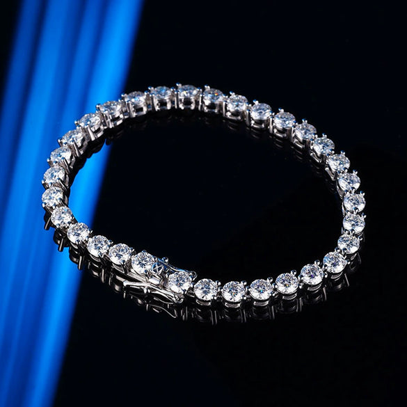 Women's 925 Sterling Silver Geometric Three Claw Inlaid Diamond Moissanite Bracelet Jewelry