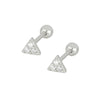 Women’s 925 Sterling Silver Geometric Triangle Screw Back Earrings Electroplated Simple Minimalist Threaded Stud Earrings