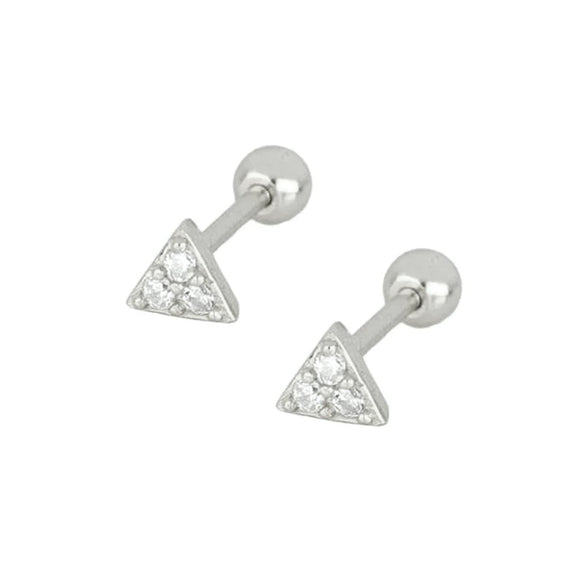 Women’s 925 Sterling Silver Geometric Triangle Screw Back Earrings Electroplated Simple Minimalist Threaded Stud Earrings