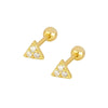 Women’s 925 Sterling Silver Geometric Triangle Screw Back Earrings Electroplated Simple Minimalist Threaded Stud Earrings