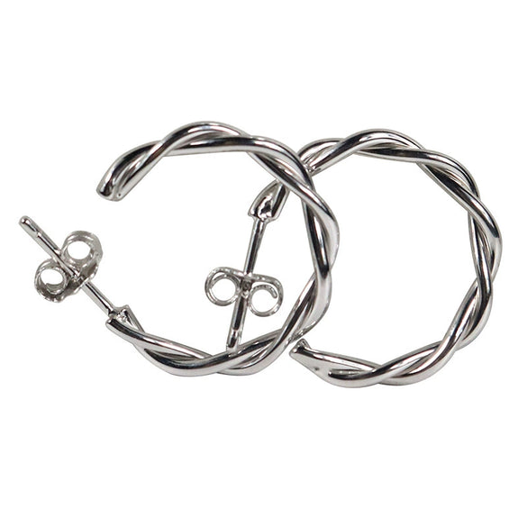 Women's 925 Sterling Silver Geometric Twist Hoop Earrings With Electroplated Finish