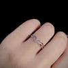 Women's 925 Sterling Silver Geometric Vshaped Electroplated Stacked Ring