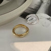 Women's 925 Sterling Silver Heart Geometric Double Line Threering Ring With Silver Inlaid Design