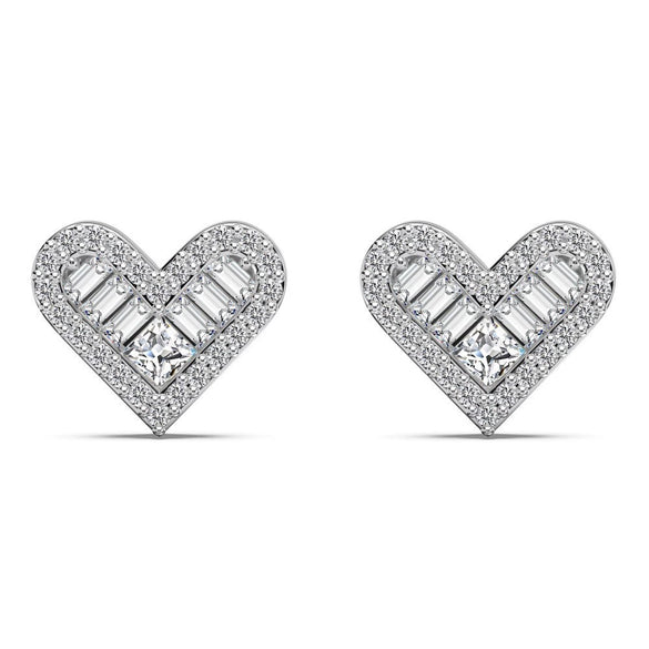 Women's 925 Sterling Silver Heart Shape Electroplated Earrings Set Fashionable And Personalized Design