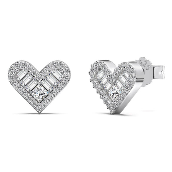 Women's 925 Sterling Silver Heart Shape Electroplated Earrings Set Fashionable And Personalized Design
