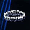 Women's Sterling Silver Heart Shaped Love Bracelet With Geometric Design And Single Row Sparkling Stone Chain Electroplated Finish