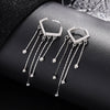 Women's 925 Sterling Silver Heart Shaped Tassel Earrings Geometric Light Luxury Electroplated Dangle Ear Buckle Earrings