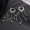 Women's 925 Sterling Silver Heart Shaped Tassel Earrings Geometric Light Luxury Electroplated Dangle Ear Buckle Earrings