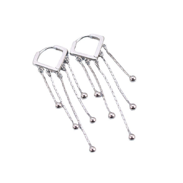 Women's 925 Sterling Silver Heart Shaped Tassel Earrings Geometric Light Luxury Electroplated Dangle Ear Buckle Earrings