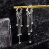 Women's 925 Sterling Silver Heart Shaped Tassel Earrings Geometric Light Luxury Electroplated Dangle Ear Buckle Earrings
