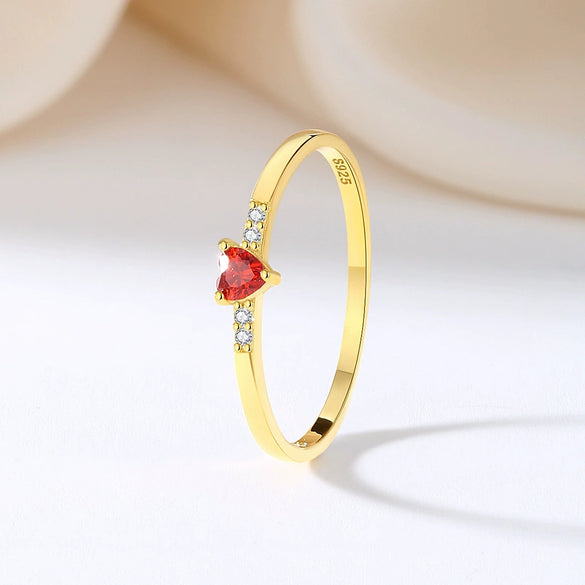 Women's 925 Sterling Silver Heartshaped Ring With Electroplating Sweet Style