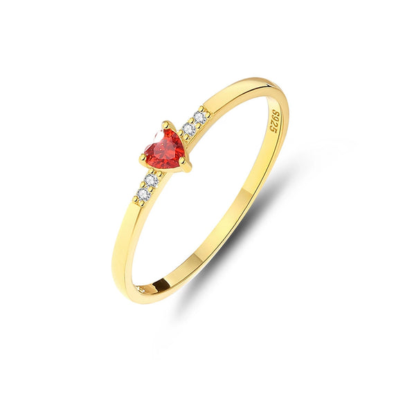 Women's 925 Sterling Silver Heartshaped Ring With Electroplating Sweet Style