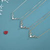 Women's Sterling Silver Heartshaped Zircon Antler Deer Pendant Necklace With Electroplated Cross Chain