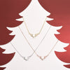 Women's Sterling Silver Heartshaped Zircon Antler Deer Pendant Necklace With Electroplated Cross Chain