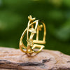 Women's 925 Sterling Silver Interwoven Flower Drop Ring With Pastoral Style And Electroplating Treatment