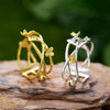 Women's 925 Sterling Silver Interwoven Flower Ring And Bracelet With Pastoral Osmanthus Falling Design Electroplated