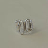 Women's 925 Sterling Silver Irregular Water Drop Geometric Open Ring
